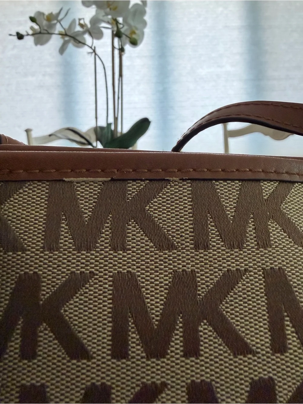 Michael Kors Beige and Brown MK Logo Tote